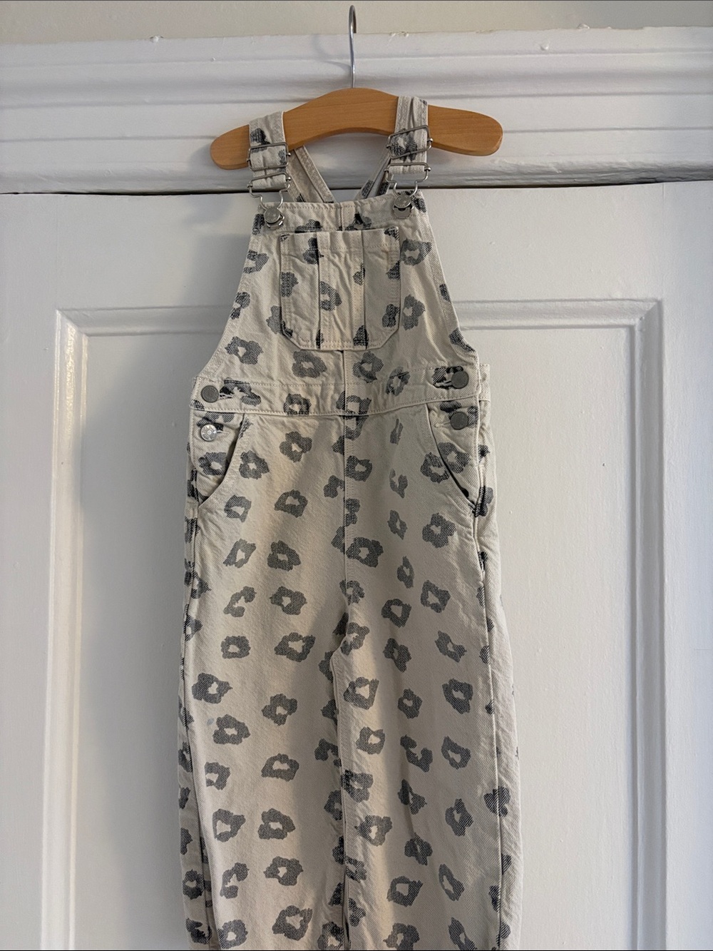 Zara Kids - Beige Overalls with Gray Leopard Print